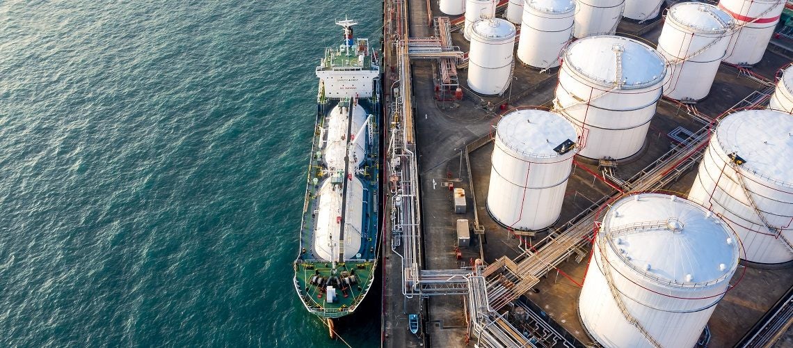 LNG feeder at terminal in Tsing Yi, Hong Kong