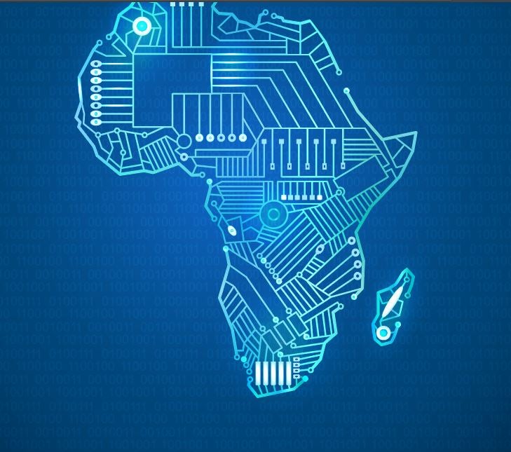 Mainland contour Africa in technological style