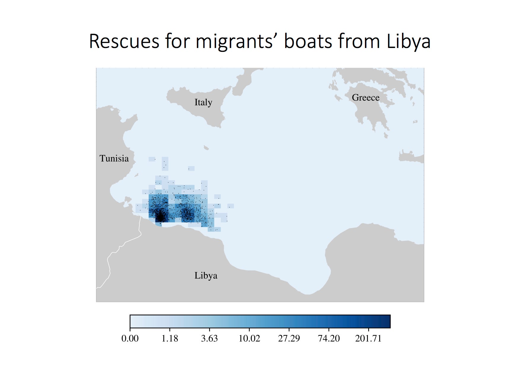 Map of migrant rescue points