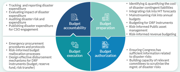 Potential entry points for integrating disaster risk into the budget cycle.