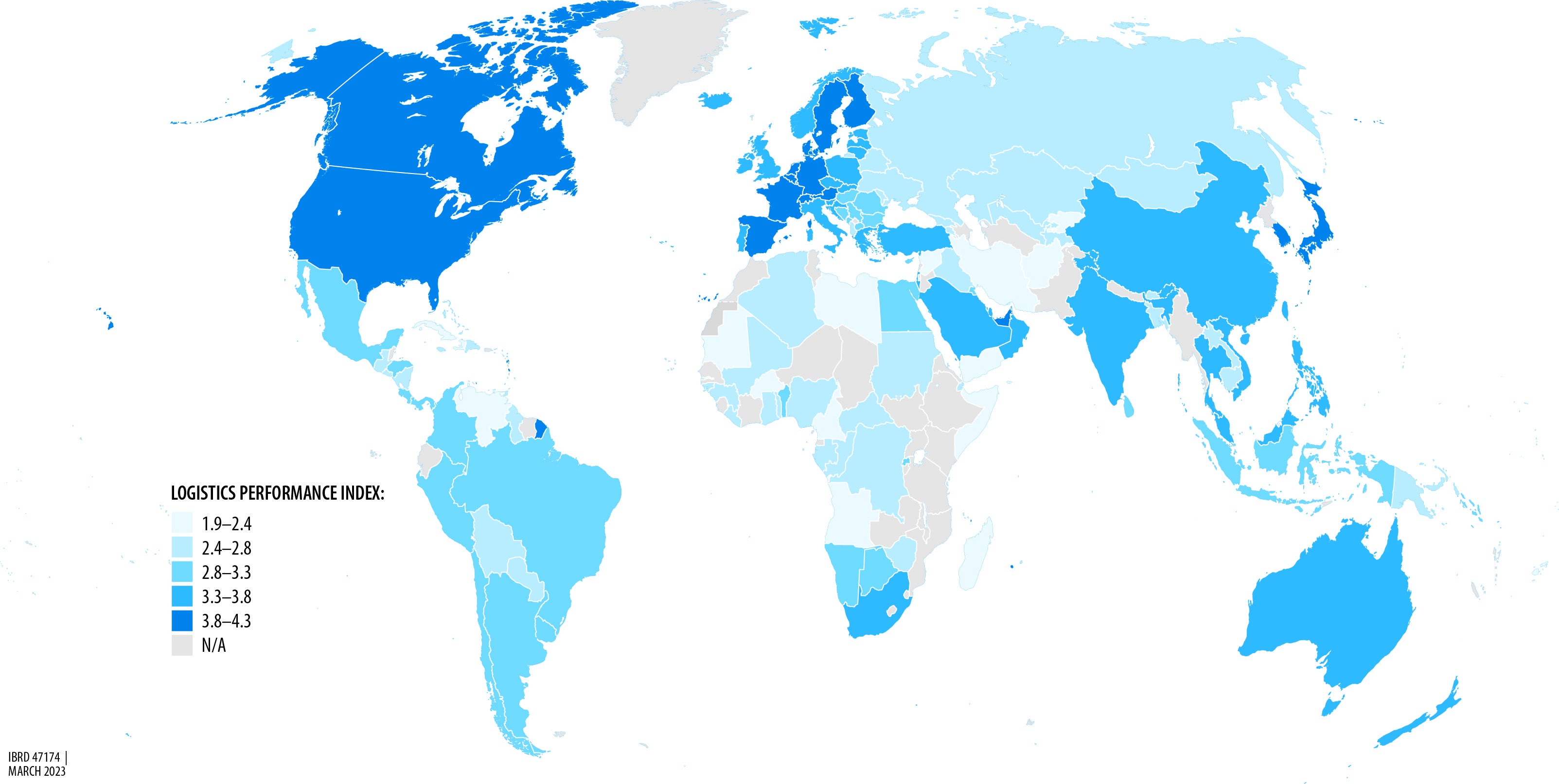 World Map Logistics Performance Index results for inside flap of C2C