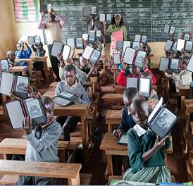 you can't help but notice all of the e-readers in this classroom ... did you also notice the absence of books?